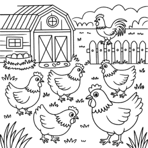 Desenho da Fazenda de Galinhas para Colorir