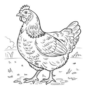 Desenho da Galinha Adulta para Colorir