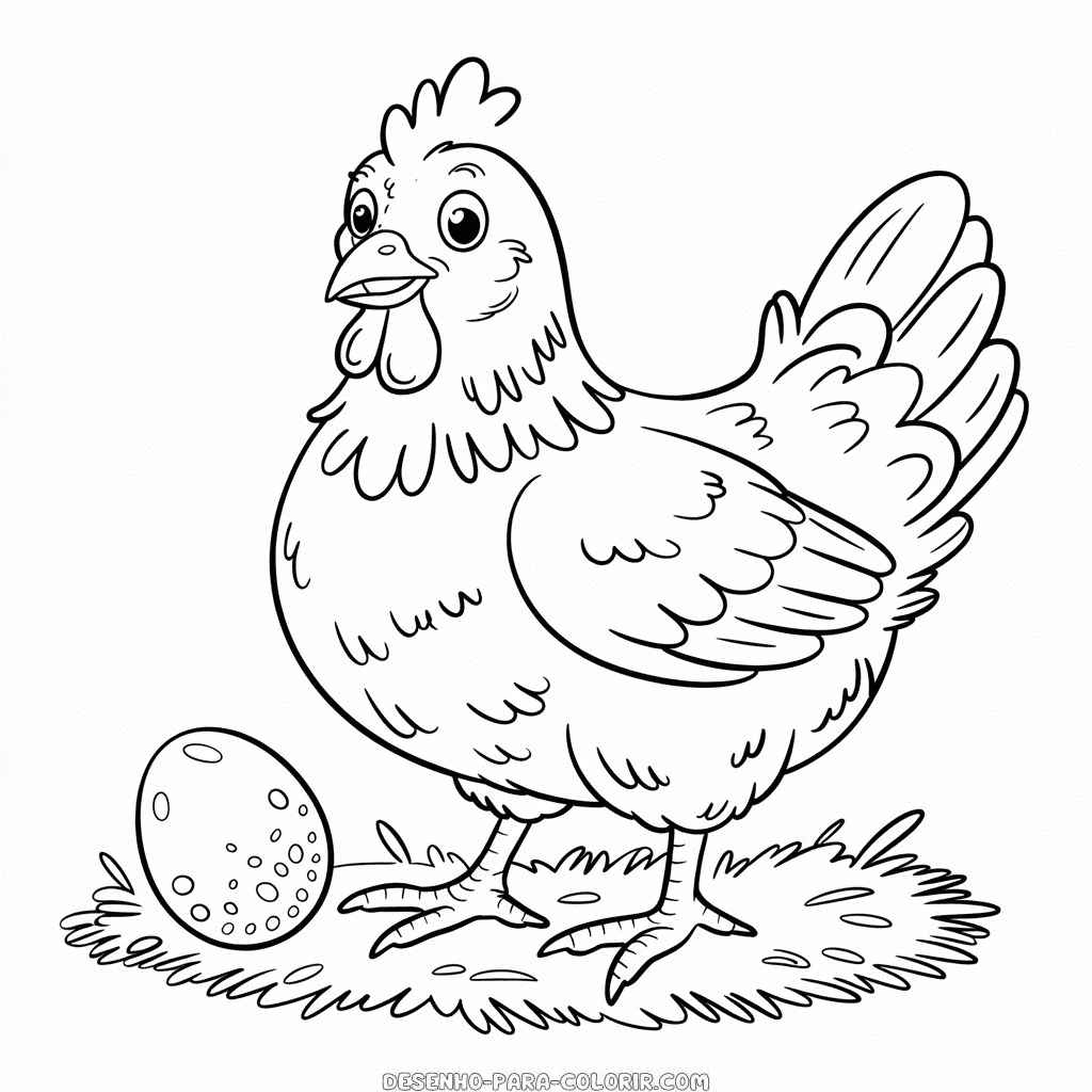Desenho da Galinha Realista para Colorir