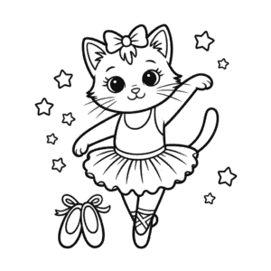 Desenho da Gata Bailarina para Colorir