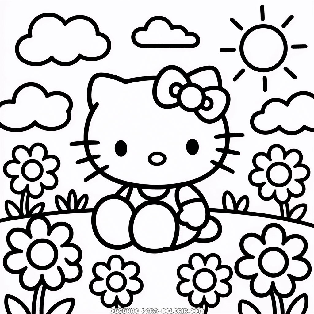 Desenho da Hello Kitty para Imprimir e Colorir