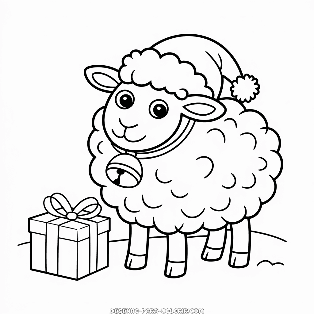 Desenho da Ovelha de Natal para Colorir