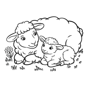 Desenho da Ovelha e do Cordeiro para Colorir