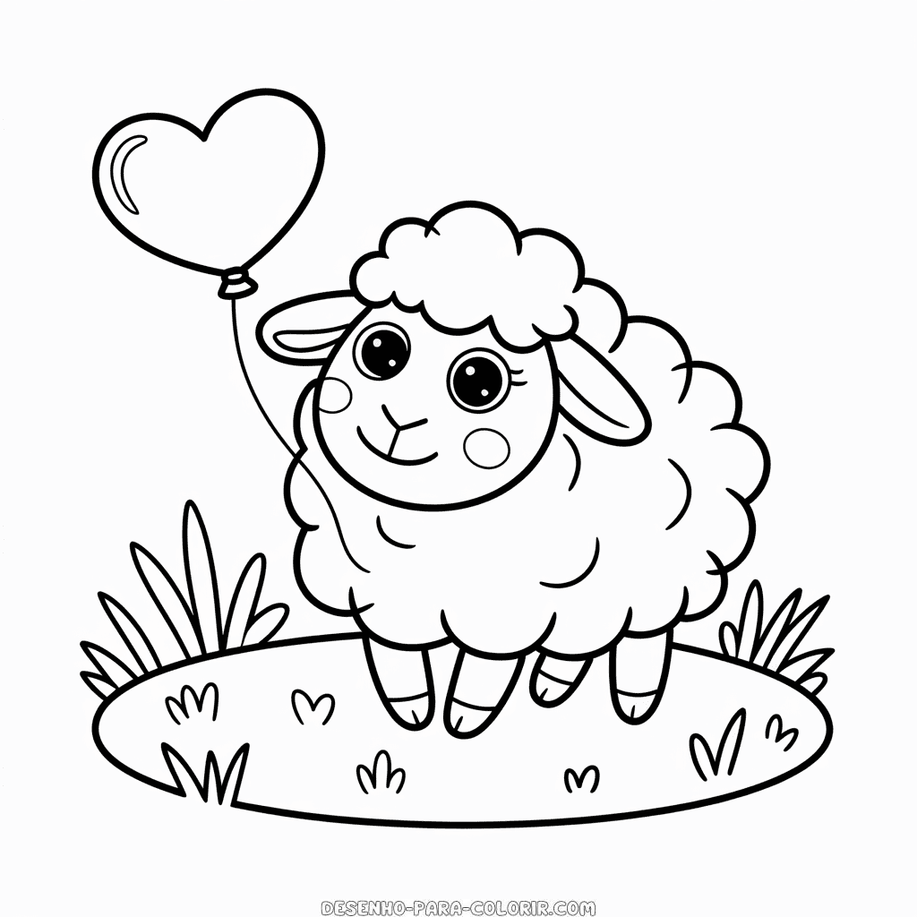Desenho da Ovelha Fofa para Colorir