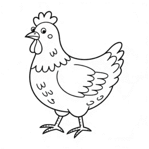Desenho da Pequena Galinha Vermelha para Colorir
