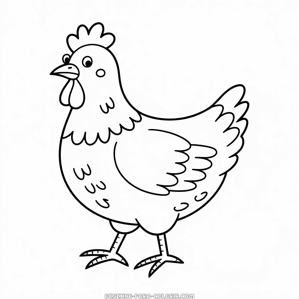 Desenho da Pequena Galinha Vermelha para Colorir