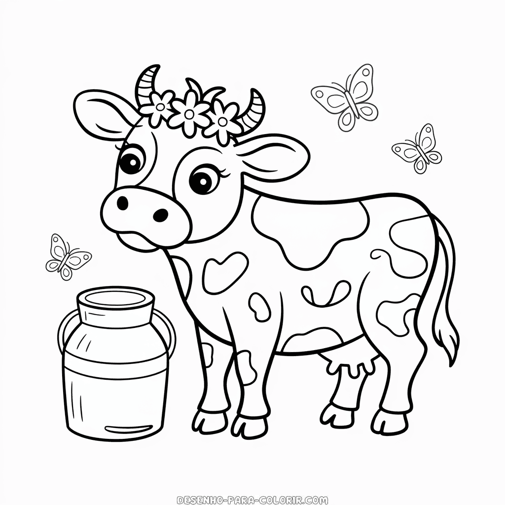 Desenho da Vaca Leiteira para Colorir