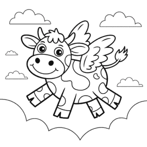 Desenho da Vaca Voadora para Colorir