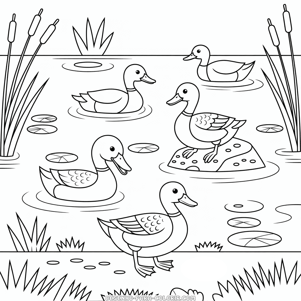 Desenho da Vida de Pato para Colorir