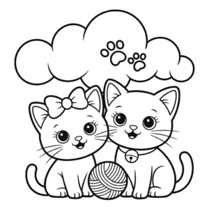 Desenho de Dois Gatos para Colorir