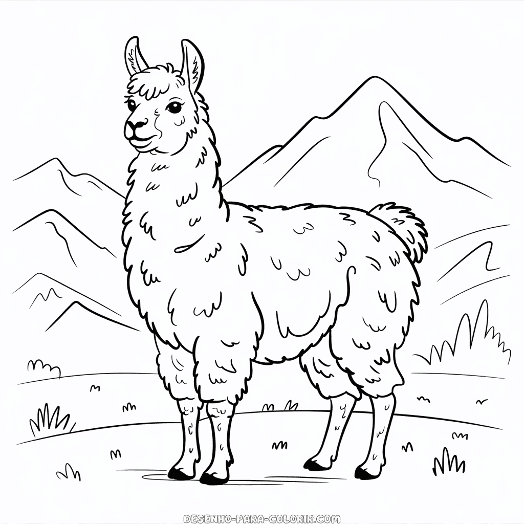 Desenho de Lhama Realista para Colorir