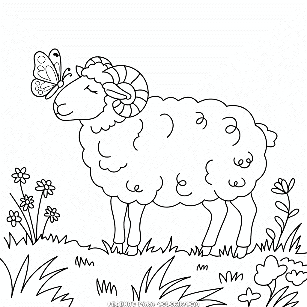 Desenho de Ovelha Adulta para Colorir