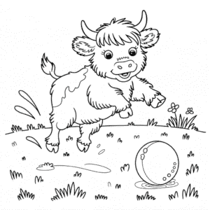 Desenho do Bebê da Vaca Highland para Colorir