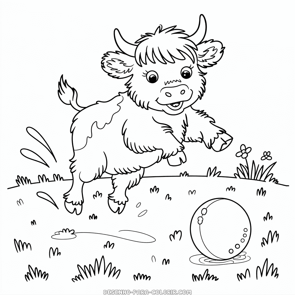Desenho do Bebê da Vaca Highland para Colorir