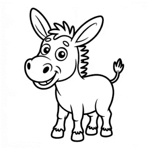 Desenho do Burro de Desenho Animado para Colorir