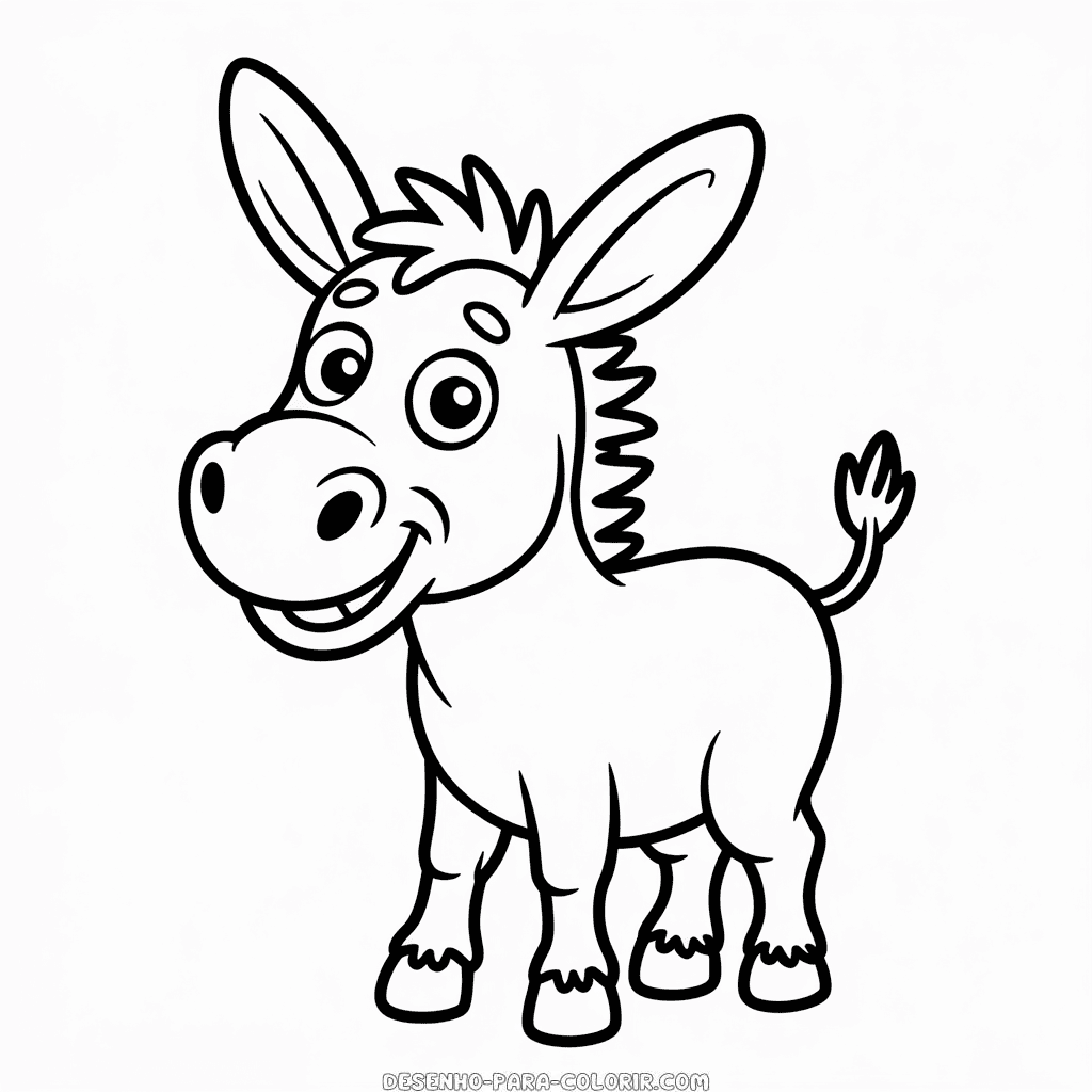 Desenho do Burro de Desenho Animado para Colorir
