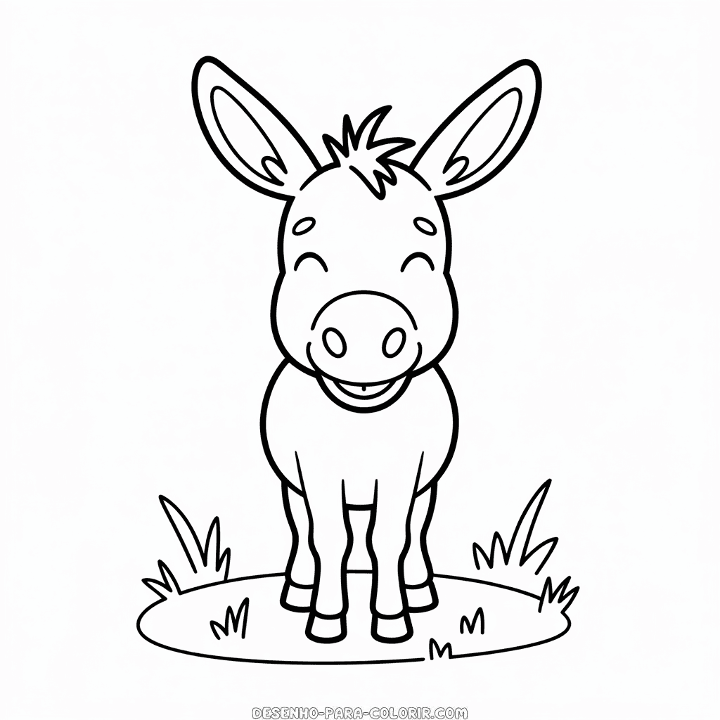 Desenho do Burro Sorridente para Colorir