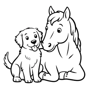 Desenho do Cachorro e Cavalo para Colorir