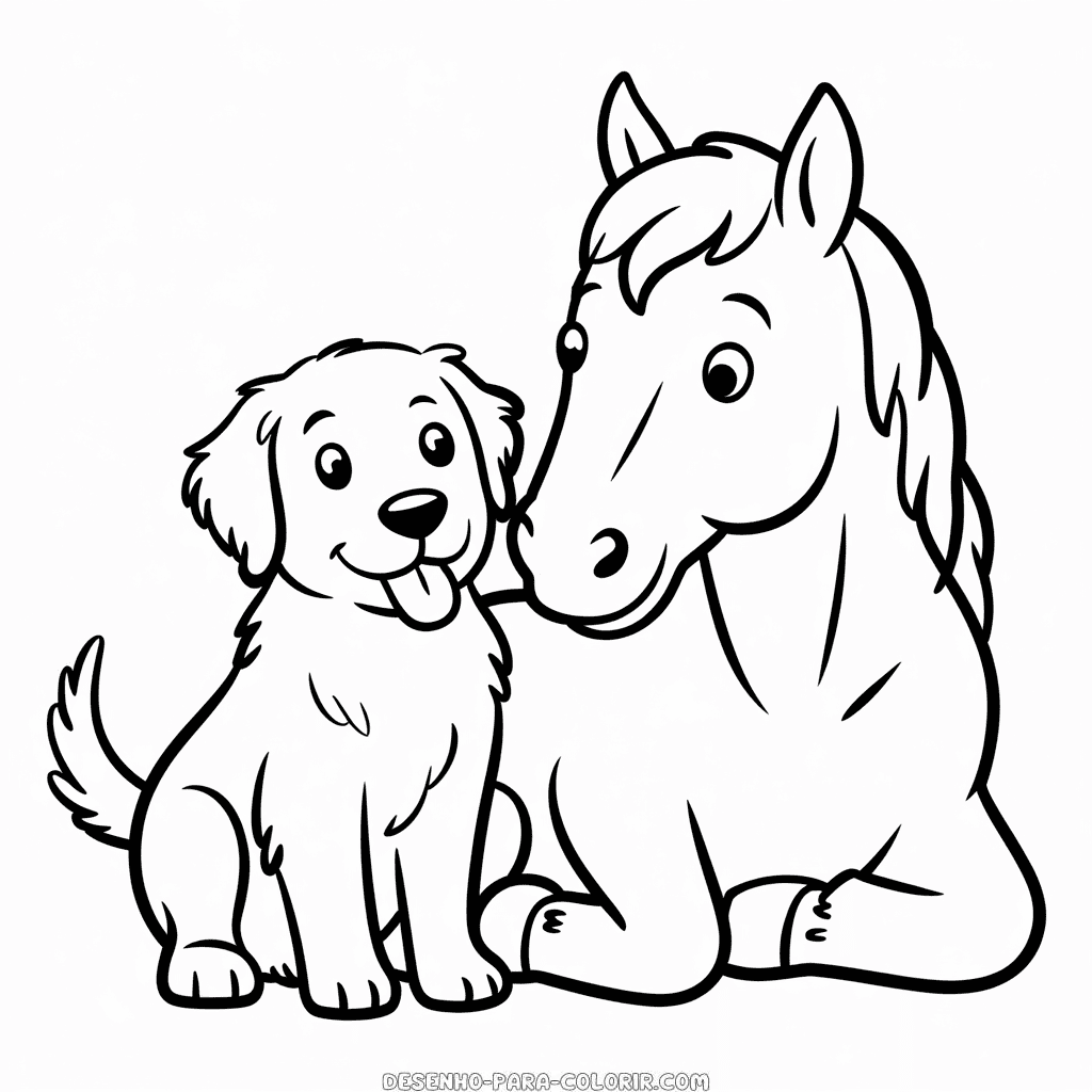 Desenho do Cachorro e Cavalo para Colorir