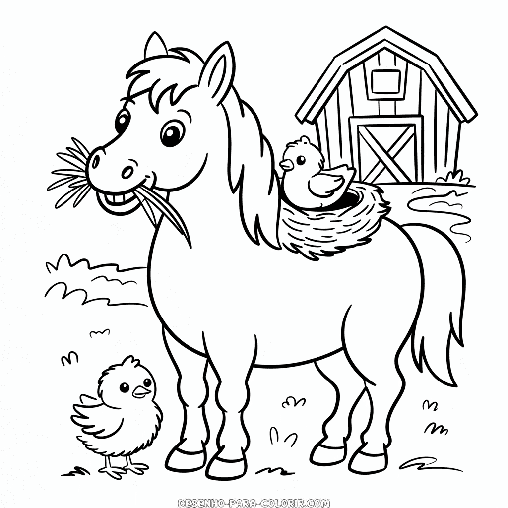 Desenho do Cavalo da Fazenda para Colorir