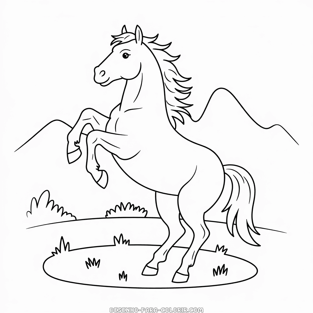 Desenho do Cavalo Empinado para Colorir