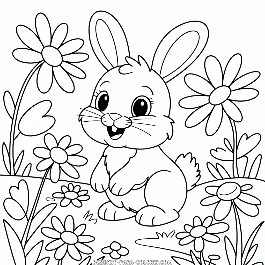 Desenho do Coelho Detalhado para Colorir