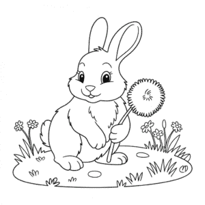 Desenho do Coelho Preto e Branco para Colorir