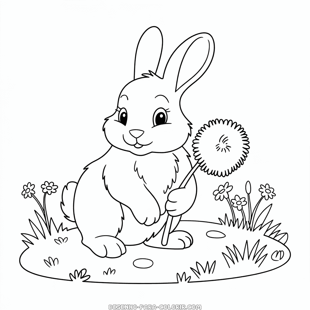 Desenho do Coelho Preto e Branco para Colorir