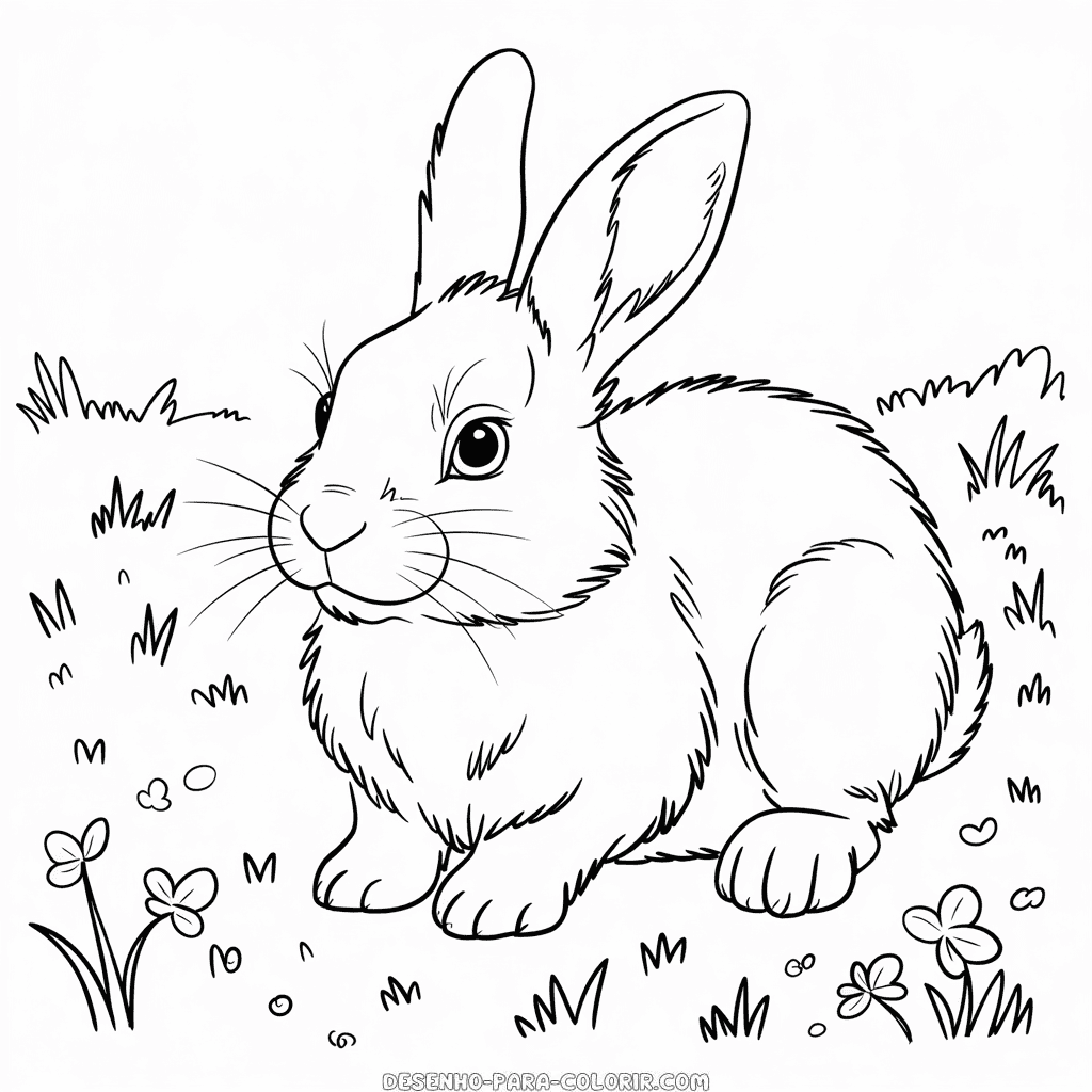 Desenho do Coelho Realista para Colorir
