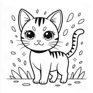 Desenho do Gato Anime para Colorir