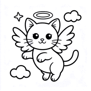 Desenho do Gato Anjo para Colorir