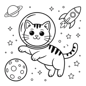 Desenho do Gato Astronauta para Colorir