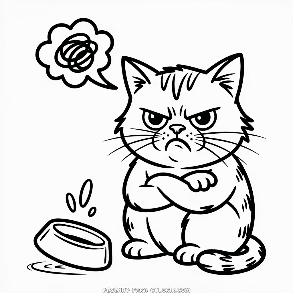 Desenho do Gato Bravo para Colorir