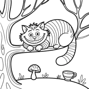 Desenho do Gato da Alice no País das Maravilhas para Colorir