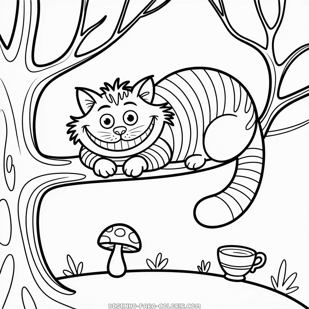 Desenho do Gato da Alice no País das Maravilhas para Colorir