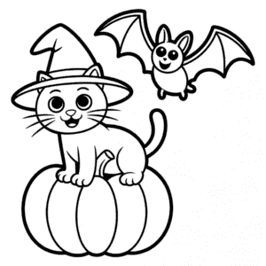 Desenho do Gato de Halloween para Colorir