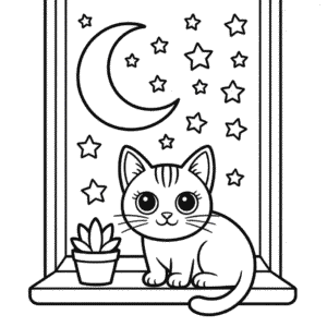 Desenho do Gato Estético para Colorir