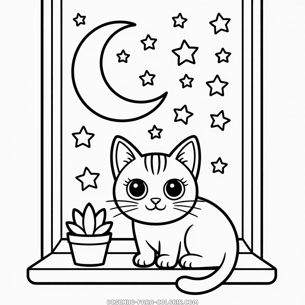 Desenho do Gato Estético para Colorir