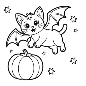 Desenho do Gato Morcego para Colorir