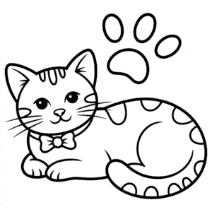 Desenho do Gato Preto e Branco para Colorir