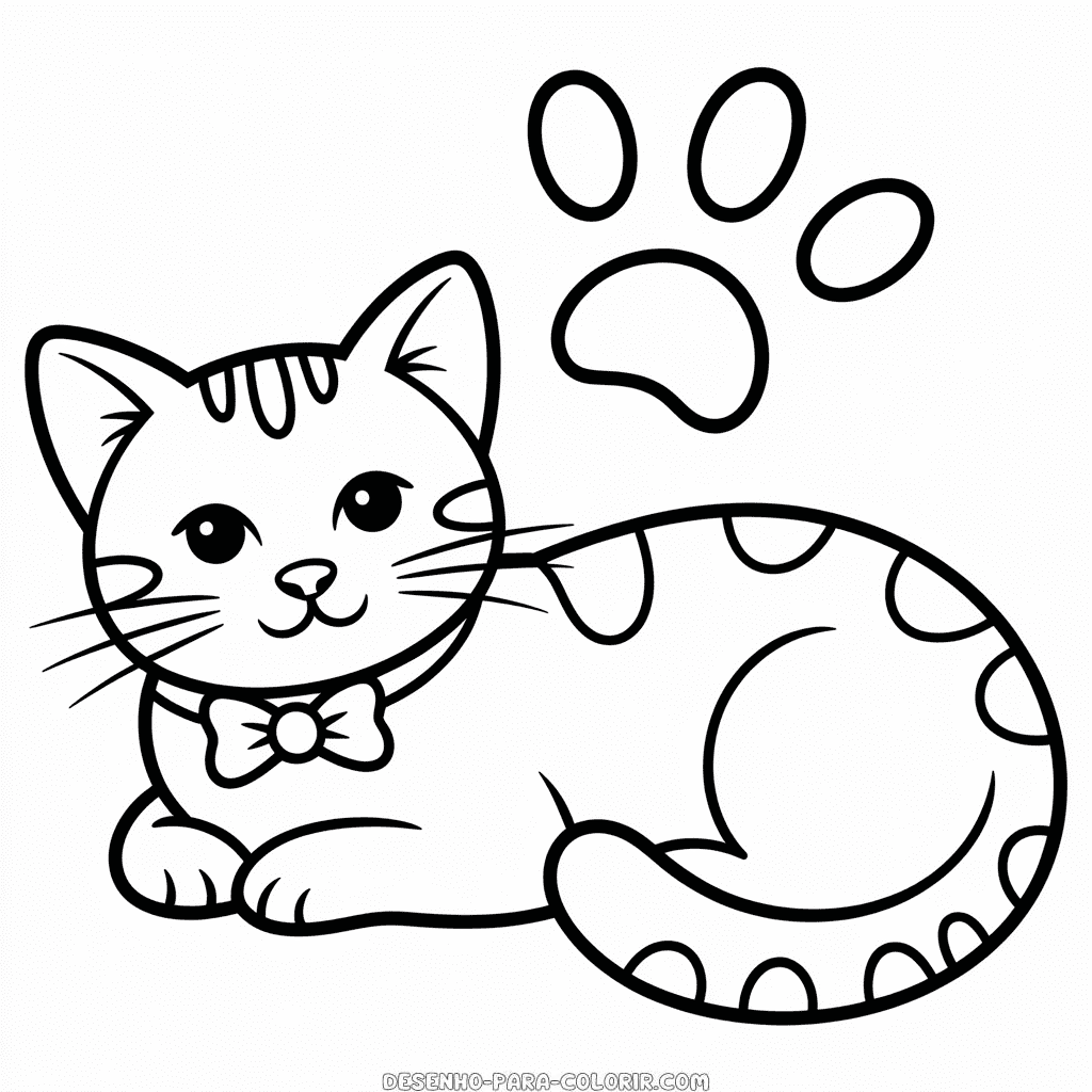 Desenho do Gato Preto e Branco para Colorir