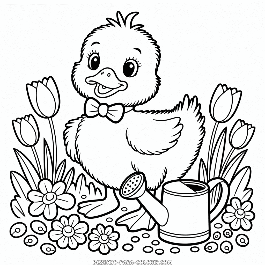 Desenho do Patinho Fofo para Colorir