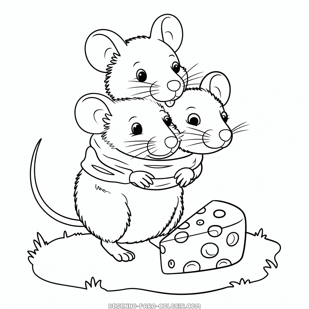 Desenho do Rato de Três Cabeças para Colorir