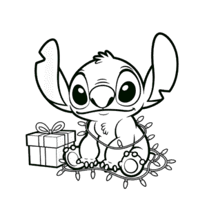 Desenho do Stitch Natalino para Colorir