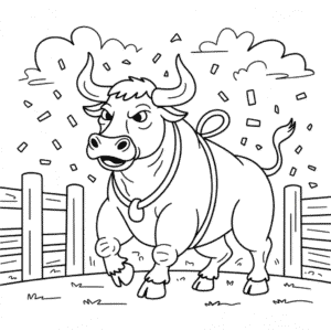 Desenho do Touro de Rodeio para Colorir