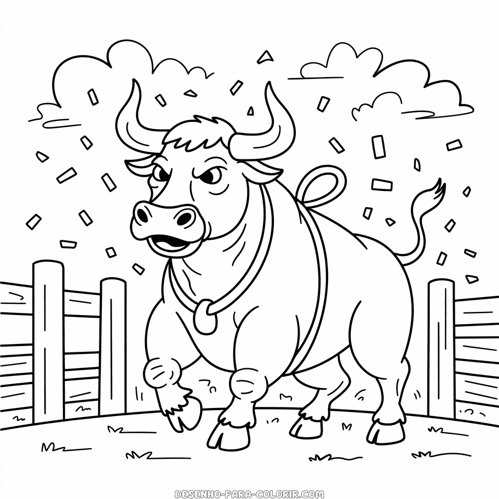 Desenho do Touro de Rodeio para Colorir