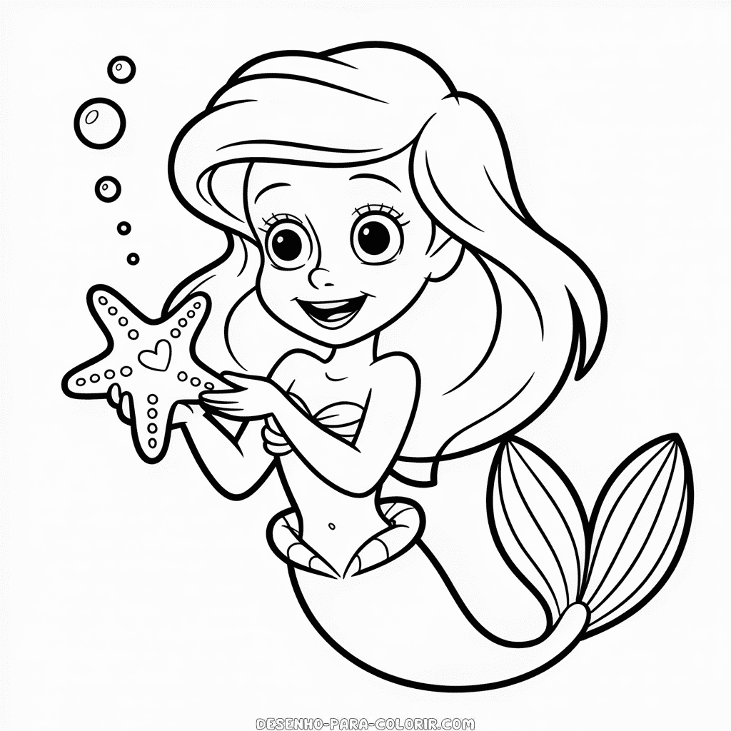 Desenho da Ariel Fofinha para Colorir