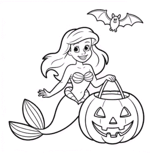 Desenho da Ariel Halloween para Colorir