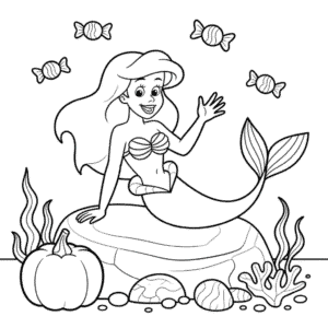 Desenho da Ariel Halloween para Colorir