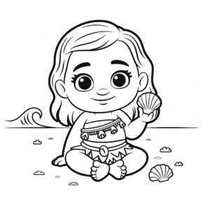 Desenho da Bebê Moana para Colorir